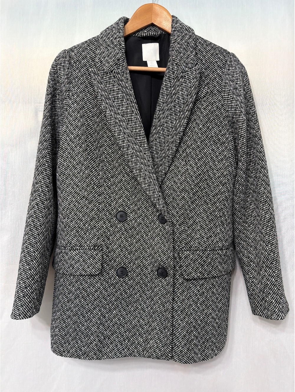 H&M Wool Blend Herringbone Blazer Women's Medium